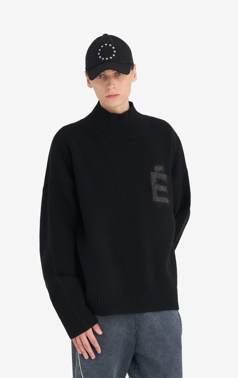 FUNNEL NECK SWEATER É T1 / BLACK FUNNEL NECK SWEATER É T1 / BLACK