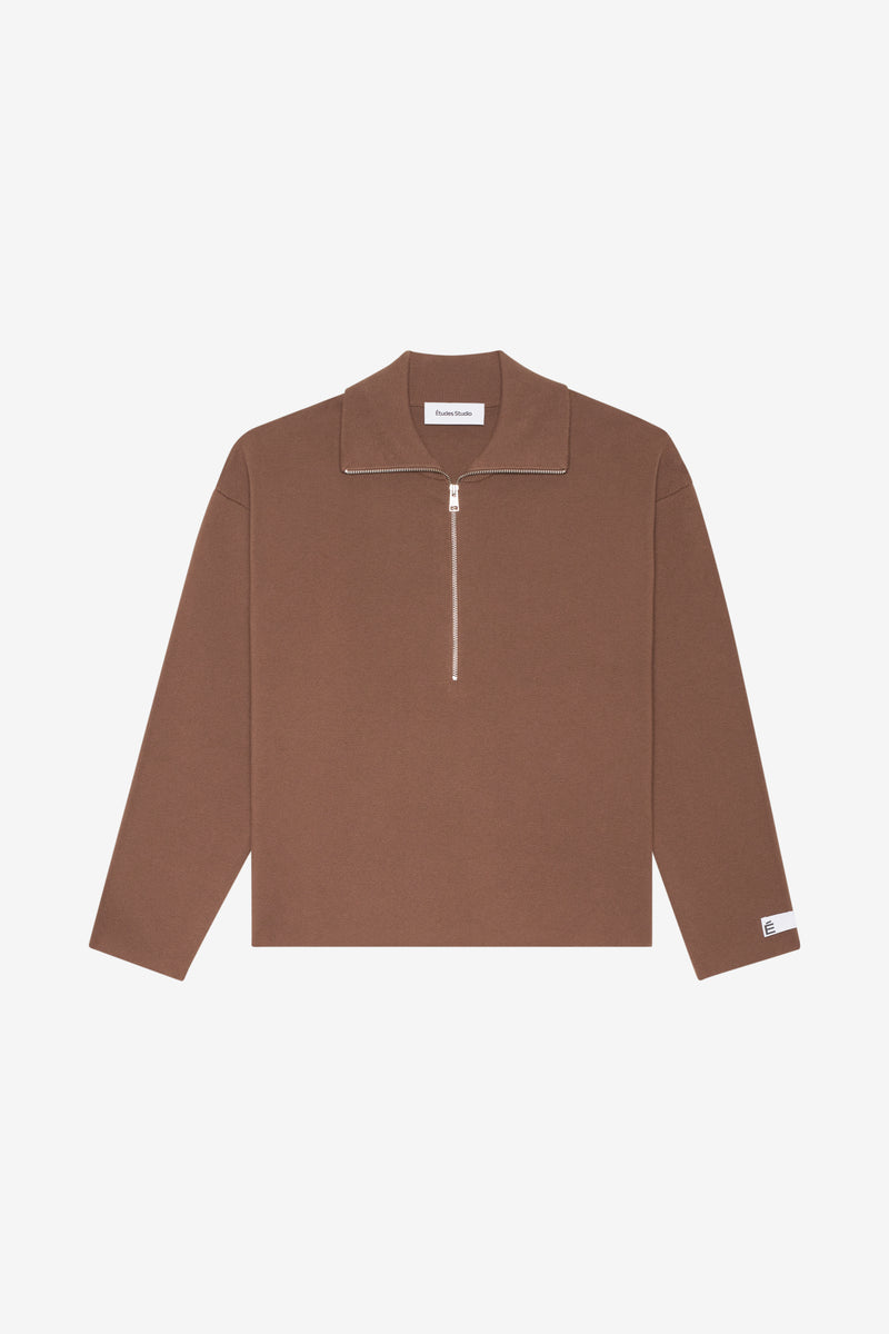 ETUDES STUDIO MILANO HALF ZIP BROWN 1 ETUDES STUDIO MILANO HALF ZIP BROWN 1