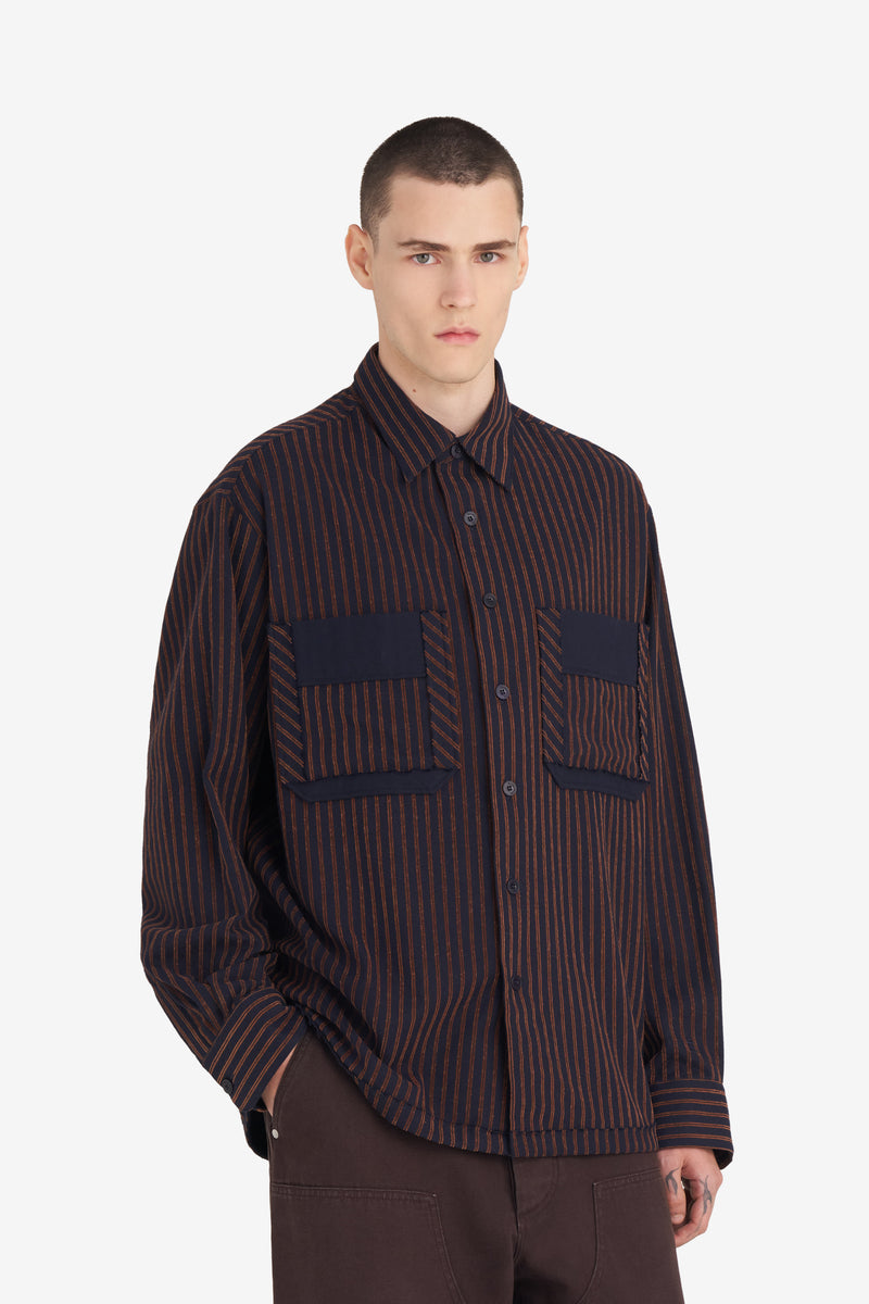 ETUDES STUDIO FLANNEL SHIRT STRIPED NAVY 2 ETUDES STUDIO FLANNEL SHIRT STRIPED NAVY 2