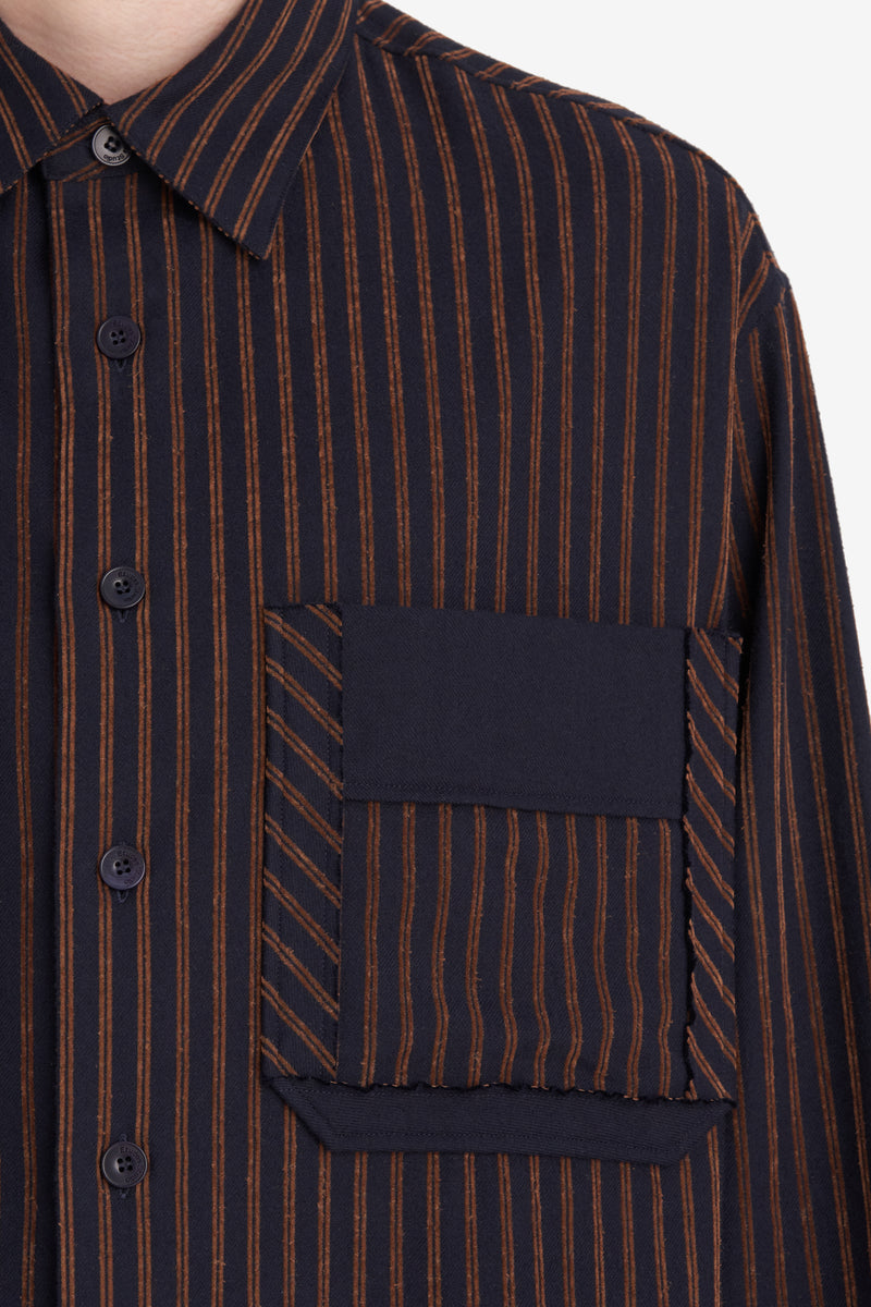 FLANNEL SHIRT STRIPED NAVY 5 FLANNEL SHIRT STRIPED NAVY 5