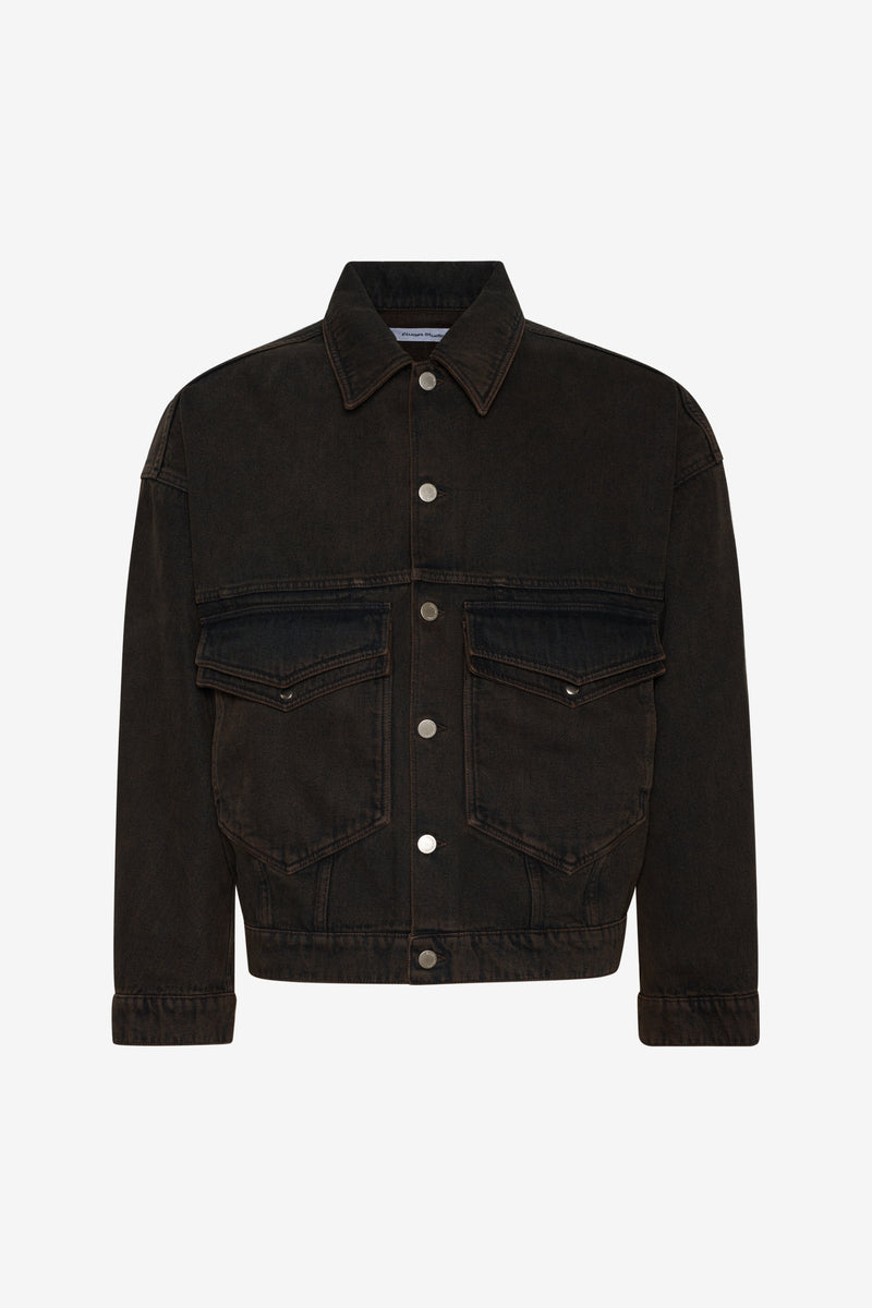 LOOSE DENIM JACKET DK BROWN 1 LOOSE DENIM JACKET DK BROWN 1