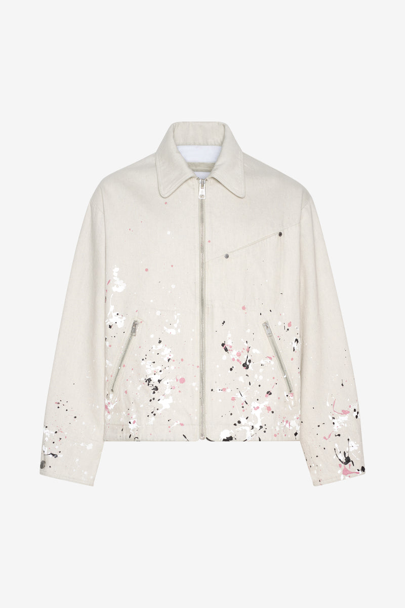 BOXY ZIPPED JACKET SPLASH ECRU 1 BOXY ZIPPED JACKET SPLASH ECRU 1