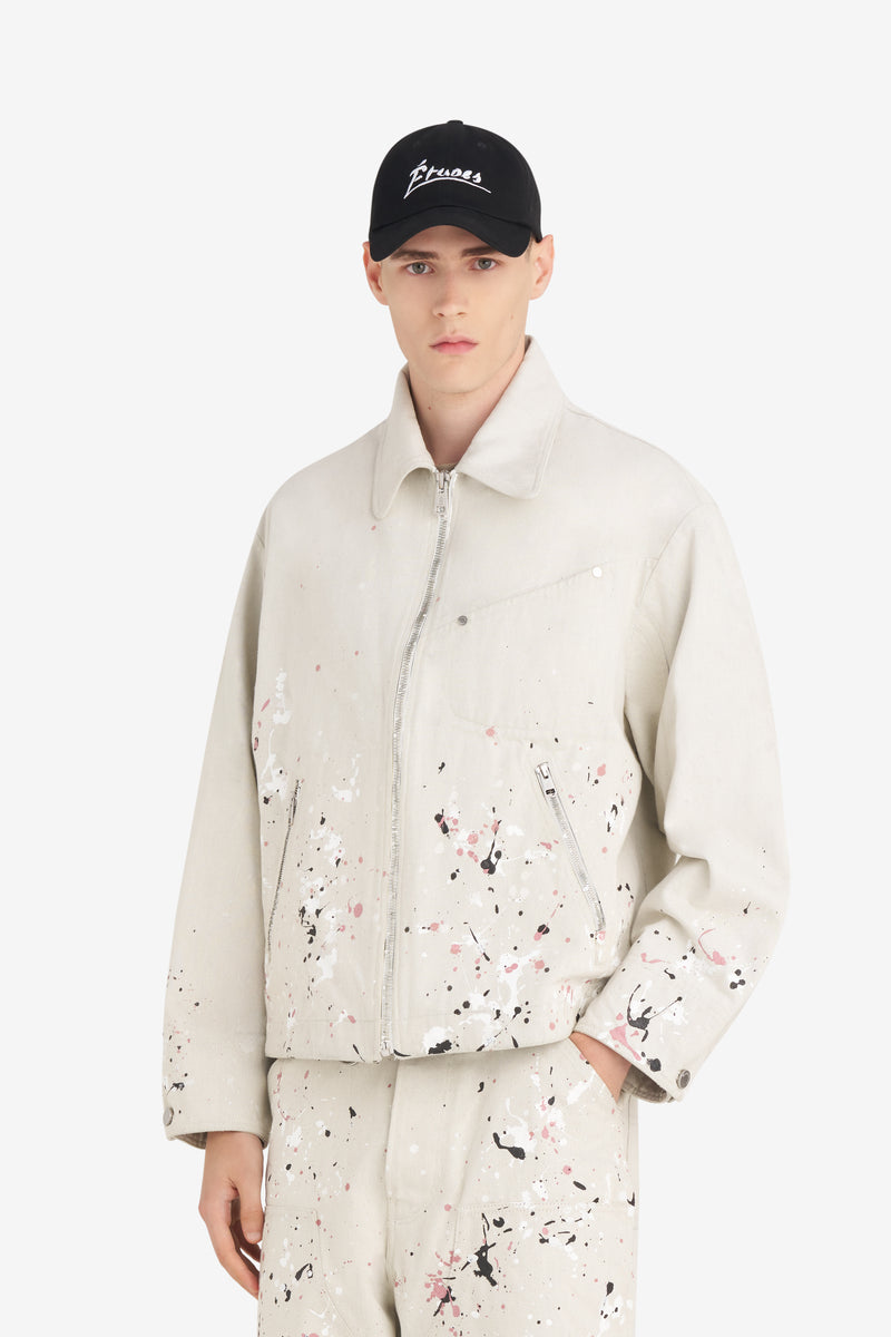 BOXY ZIPPED JACKET SPLASH ECRU 2 BOXY ZIPPED JACKET SPLASH ECRU 2