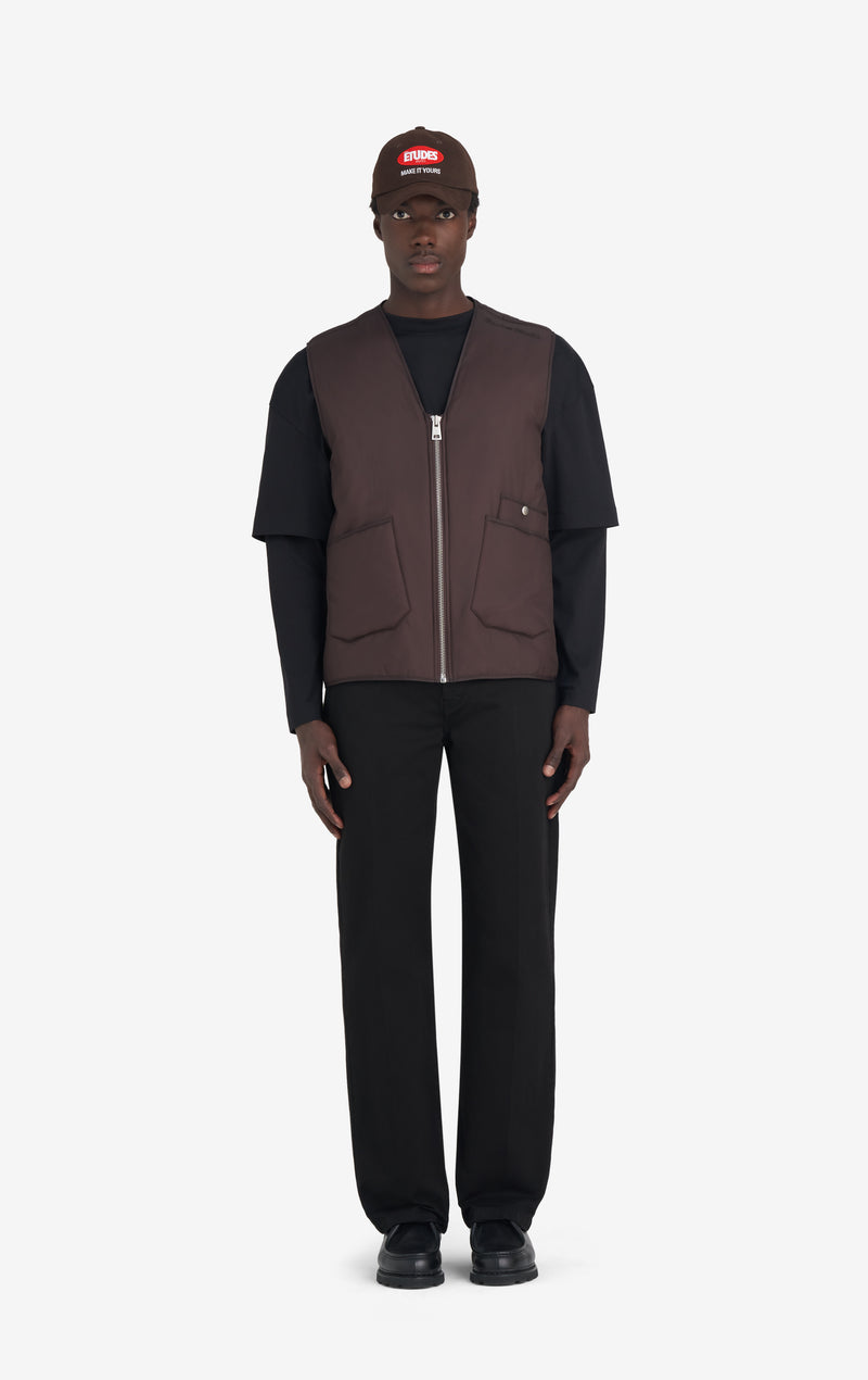 ETUDES STUDIO PADDED ZIP VEST DARK BROWN 3 ETUDES STUDIO PADDED ZIP VEST DARK BROWN 3
