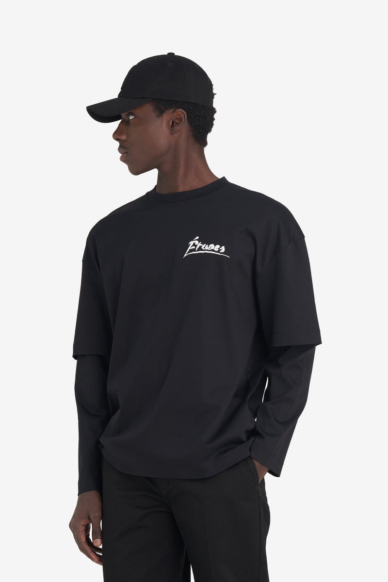 DOUBLE SLEEVES T-SHIRT SIGNED BLACK 2 DOUBLE SLEEVES T-SHIRT SIGNED BLACK 2
