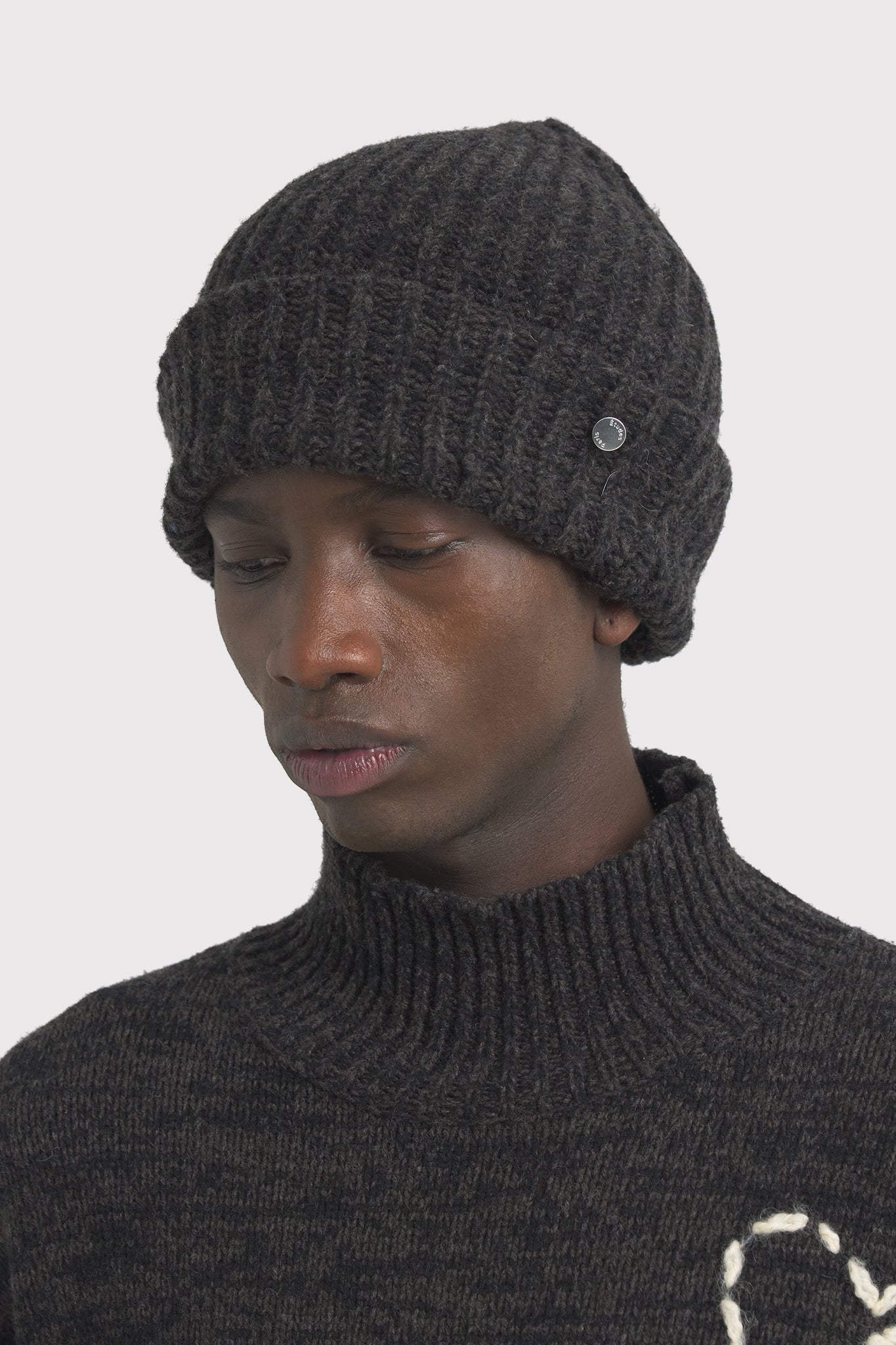 ÉTUDES BEANIE MOULINE BLACK DK BROWN HATS 2