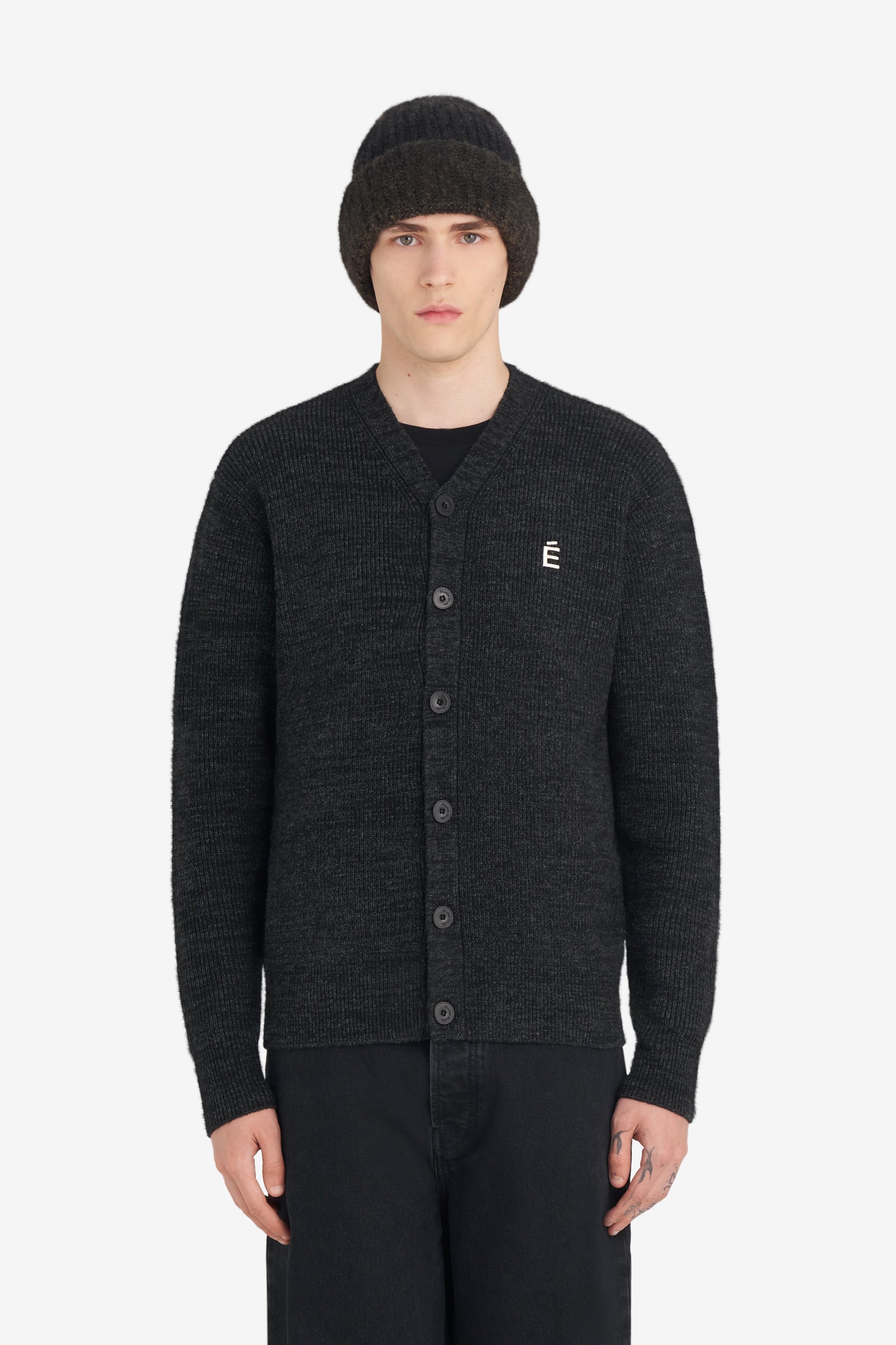 BORIS CARDIGAN ACCENT CARDIGAN - CHARCOAL CHARCOAL | Études Studio