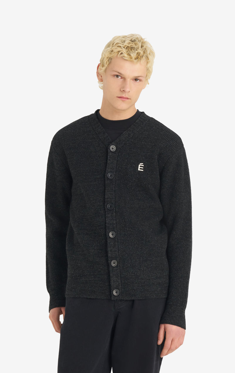 BORIS CARDIGAN ACCENT CARDIGAN - CHARCOAL T1 / CHARCOAL