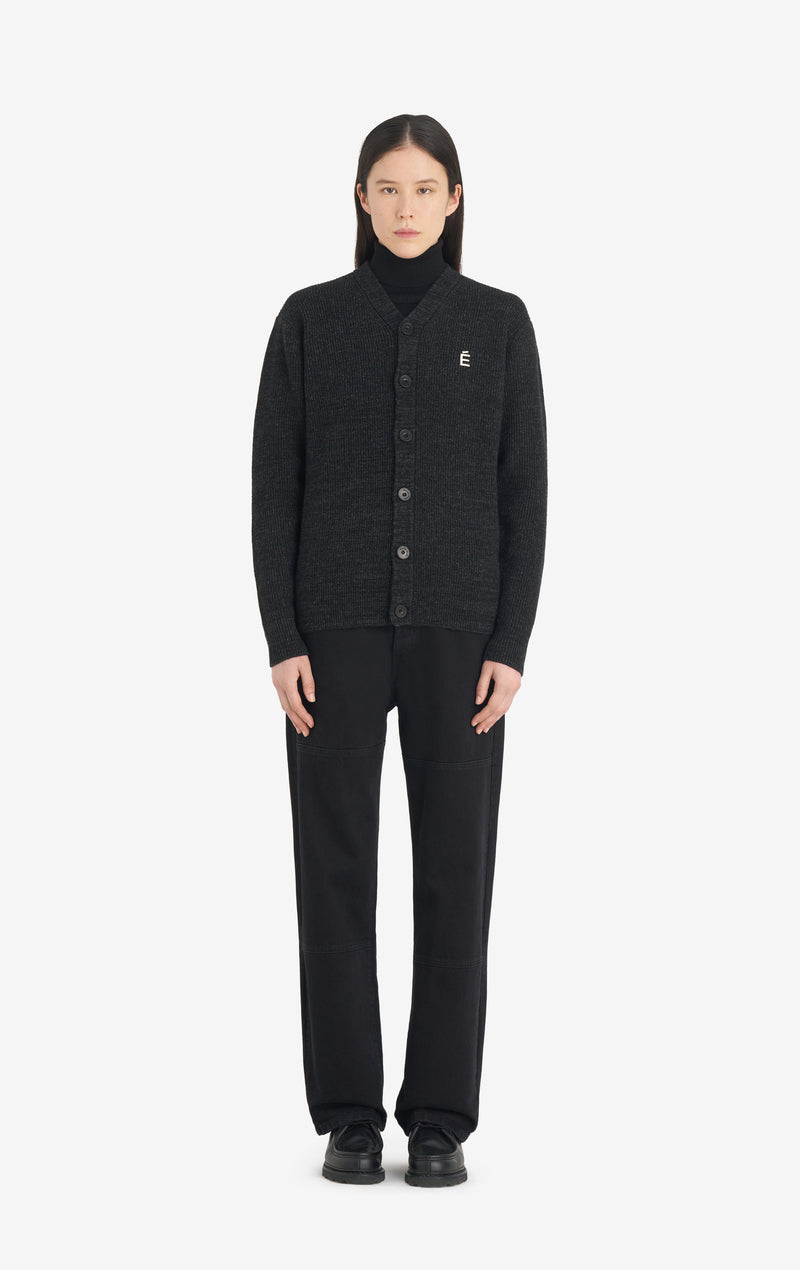 BORIS CARDIGAN ACCENT CARDIGAN - CHARCOAL T1 / CHARCOAL