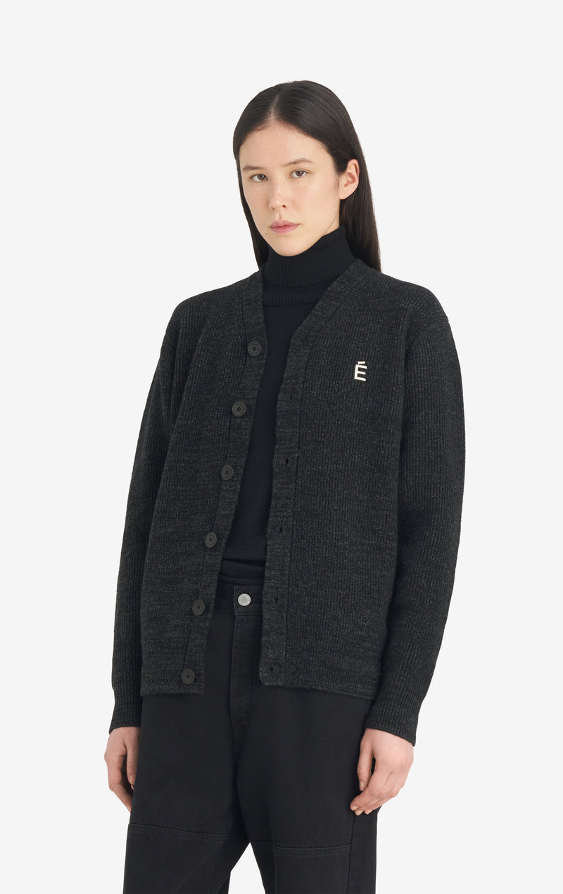 BORIS CARDIGAN ACCENT CARDIGAN - CHARCOAL T1 / CHARCOAL