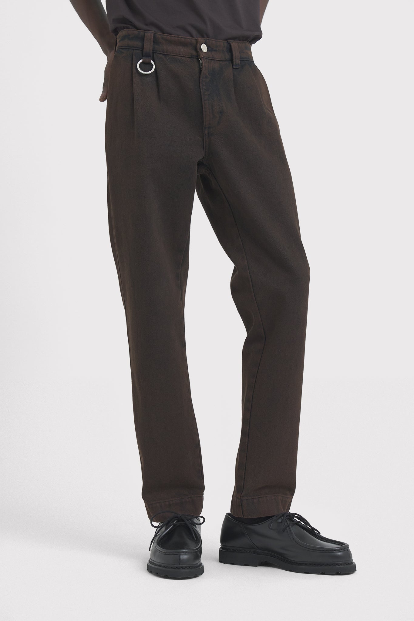ÉTUDES CINEMA DENIM OVERDYED DK BROWN TROUSERS 4