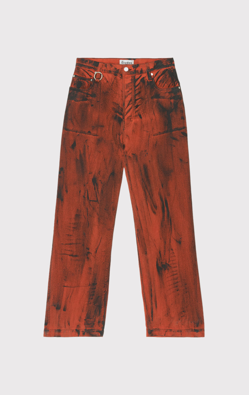 ÉTUDES DISTRICT DYED PAINT ORANGE TROUSERS 1