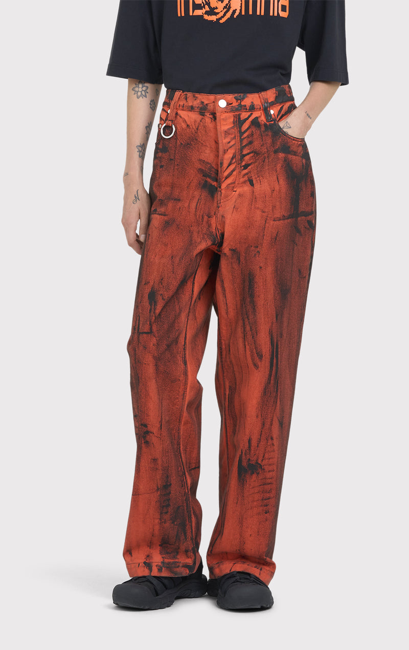 ÉTUDES DISTRICT DYED PAINT ORANGE TROUSERS 2