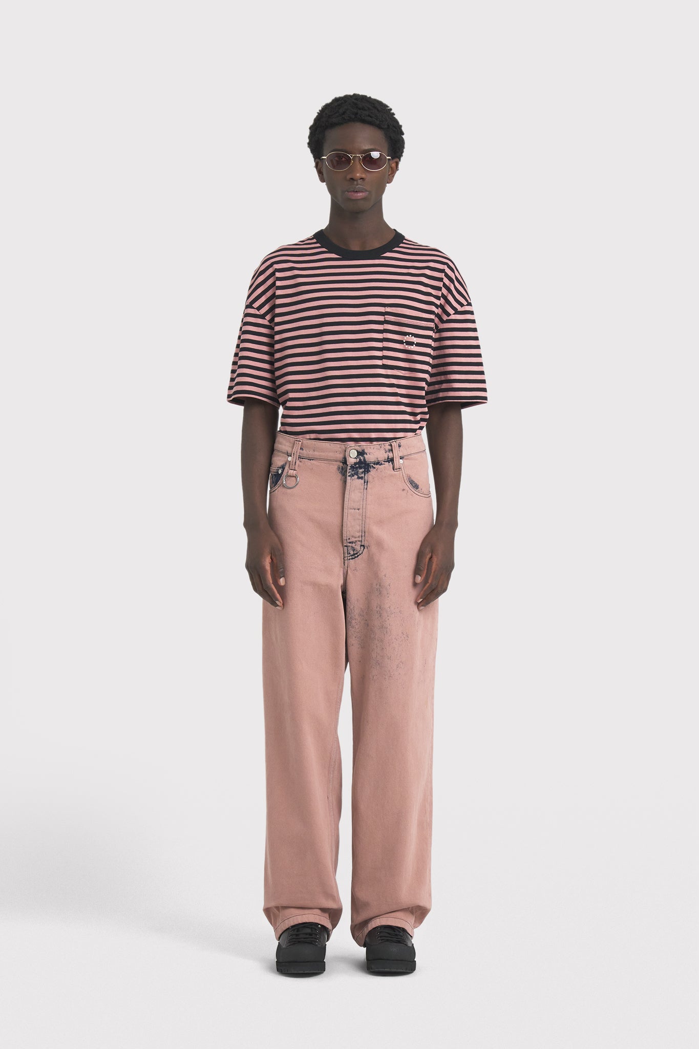 ÉTUDES DISTRICT DENIM OVERDYED PINK TROUSERS 1