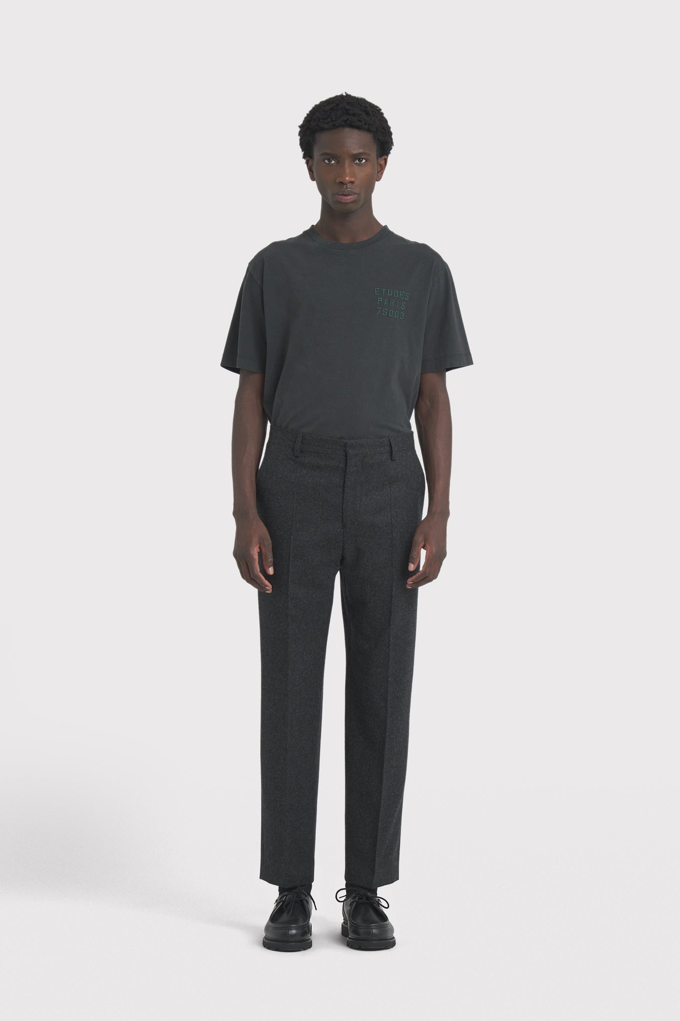 ÉTUDES DOWNTOWN FLANNEL ANTHRACITE TROUSERS 1