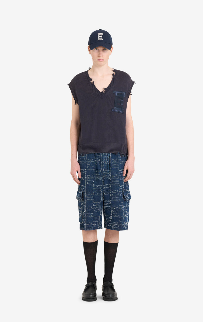 ETUDES STUDIO SHORT SLEEVES V-NECK NAVY 2
