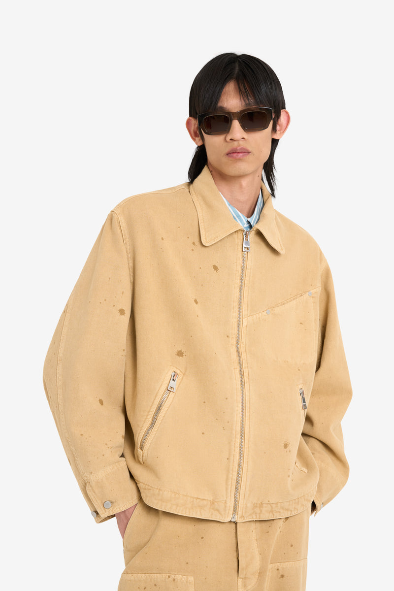 BOXY ZIPPED JACKET DRIPS CAMEL 2