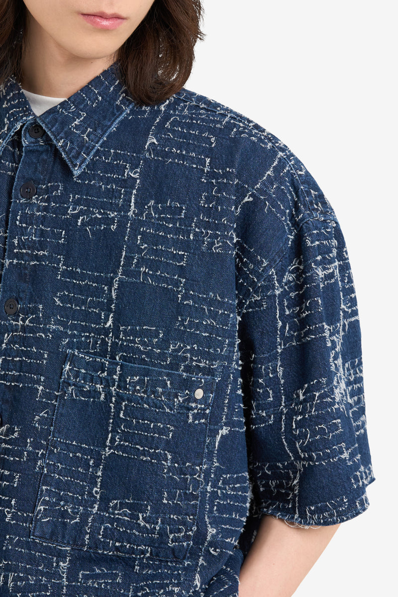 BOXY FIT SHIRT SLEEVES SHIRT BLUE 3