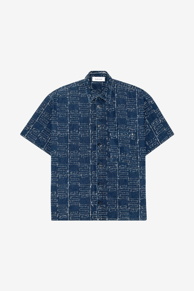 ETUDES STUDIO BOXY FIT SHORT SLEEVES SHIRT BLUE 1