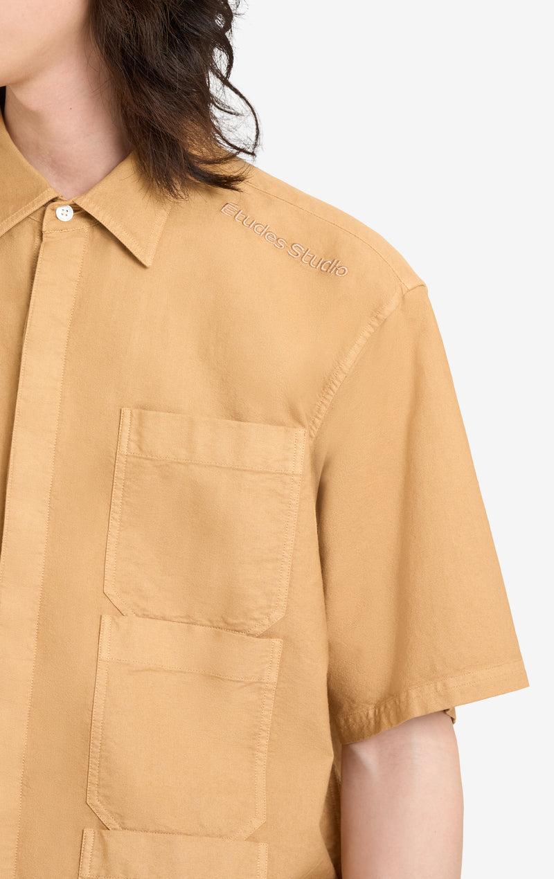 ETUDES STUDIO SHORT SLEEVES POCKETS SHIRT CAMEL 4