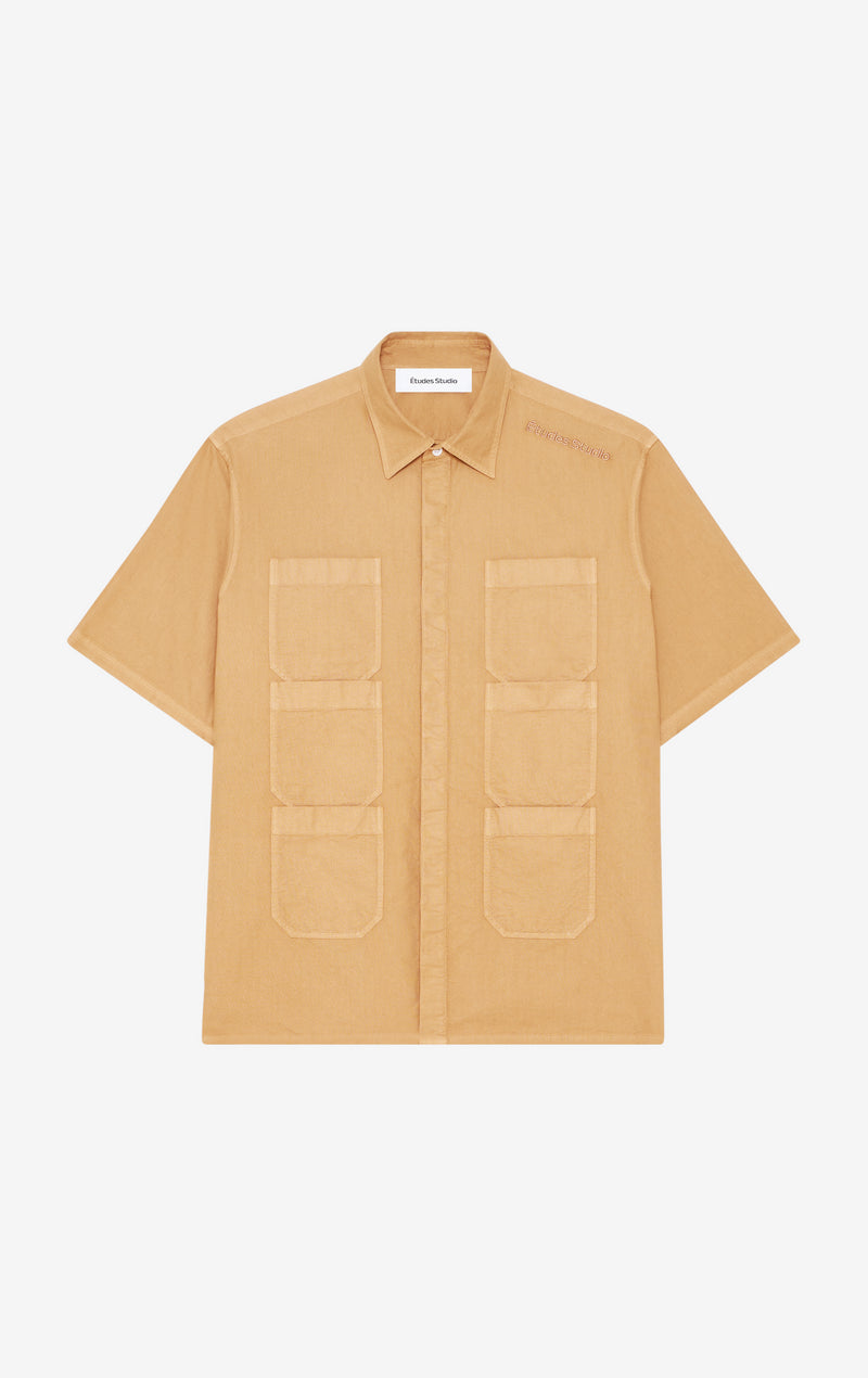 ETUDES STUDIO SHORT SLEEVES POCKETS SHIRT CAMEL 1