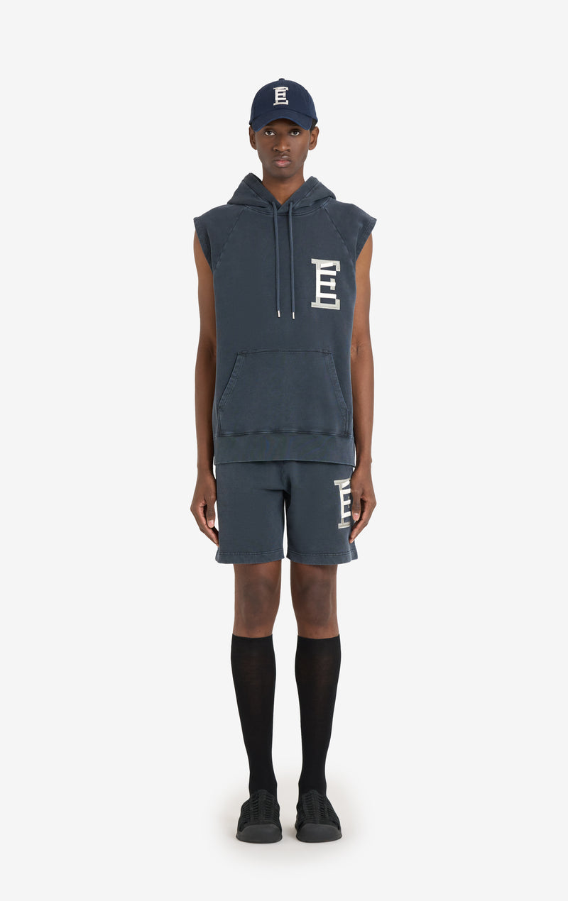 ETUDES STUDIO SLEEVELESS LOOSE HOODIE BASEBALL NAVY 2