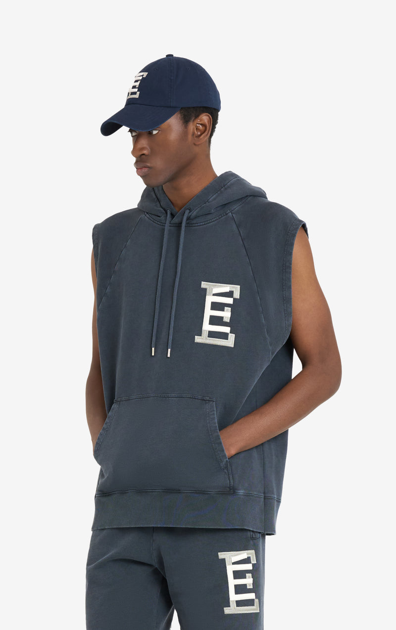 ETUDES STUDIO SLEEVELESS LOOSE HOODIE BASEBALL NAVY 3