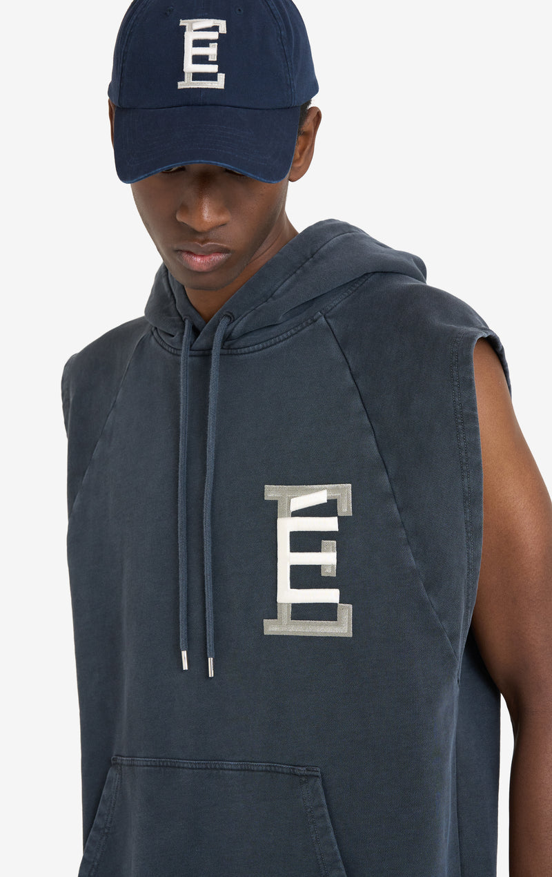 ETUDES STUDIO SLEEVELESS LOOSE HOODIE BASEBALL NAVY 4
