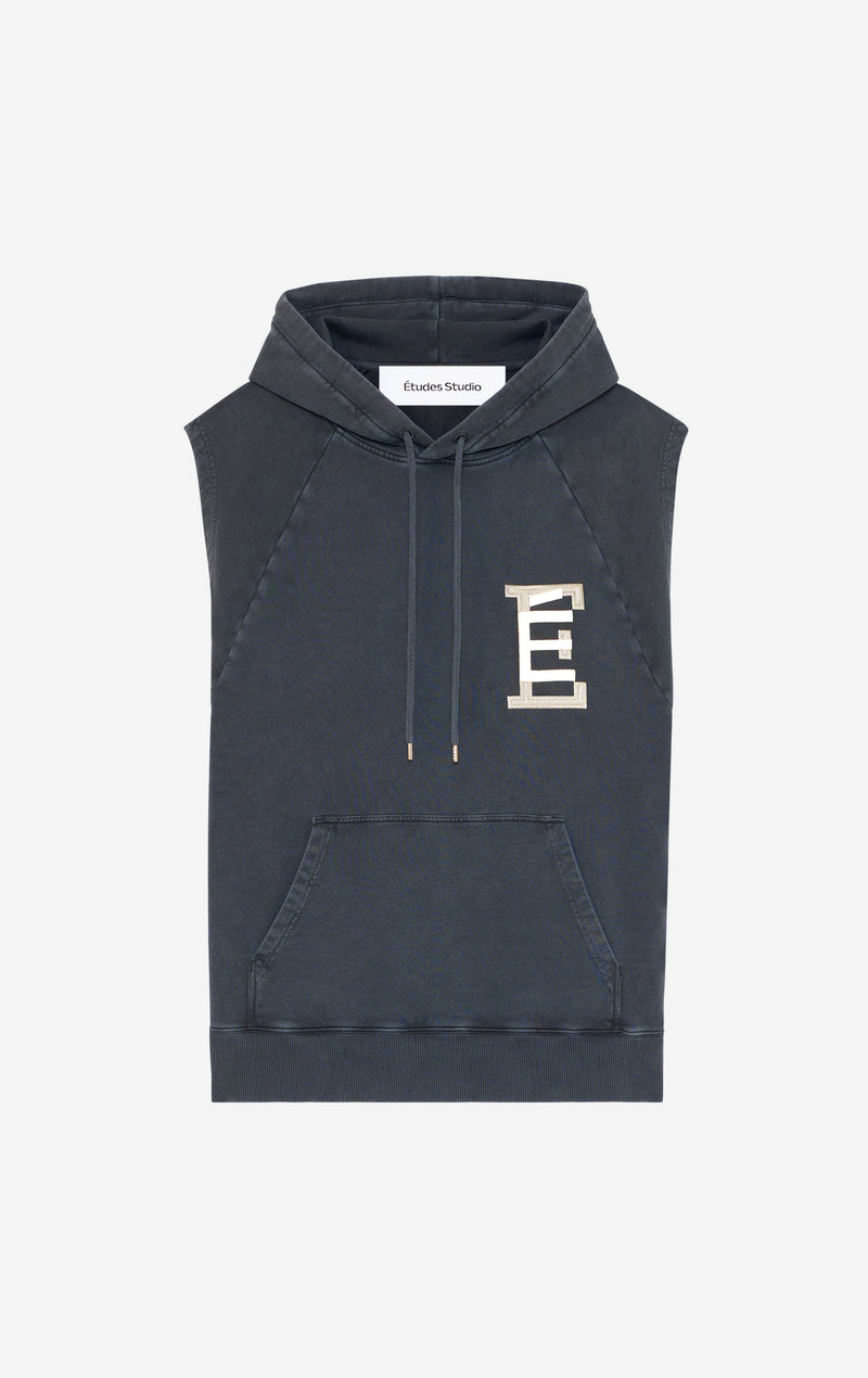 ETUDES STUDIO SLEEVELESS LOOSE HOODIE BASEBALL NAVY 1