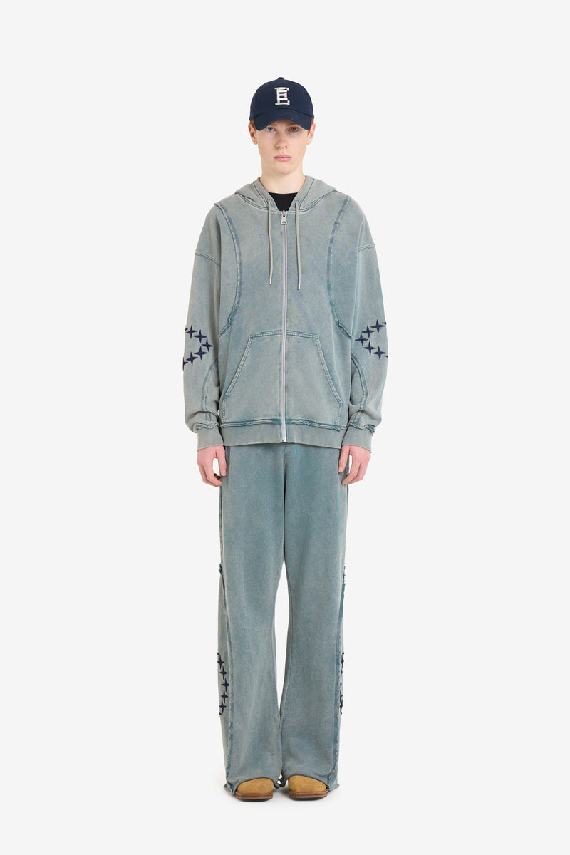 ZIP HOODY RAW EDGES PALE BLUE 4