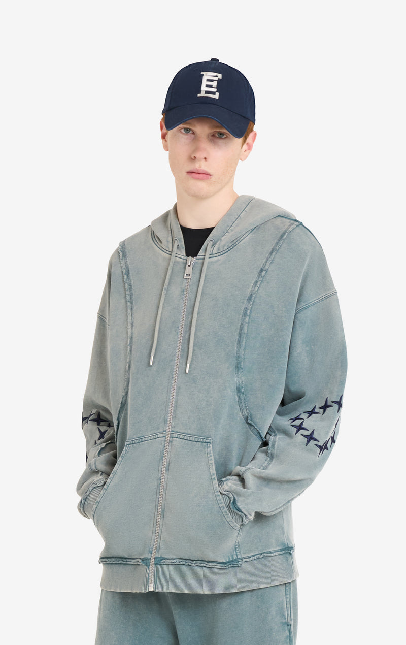 ETUDES STUDIO ZIP HOODY RAW EDGES PALE BLUE 3