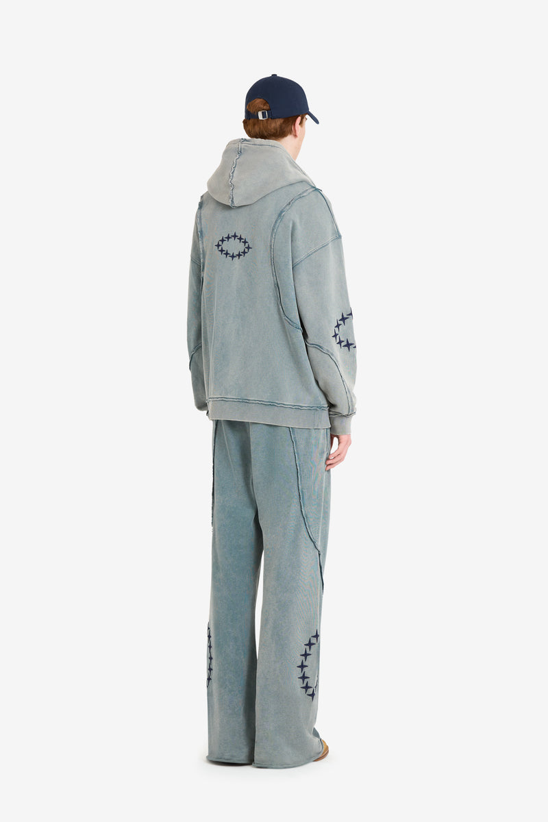 ZIP HOODY RAW EDGES PALE BLUE 5