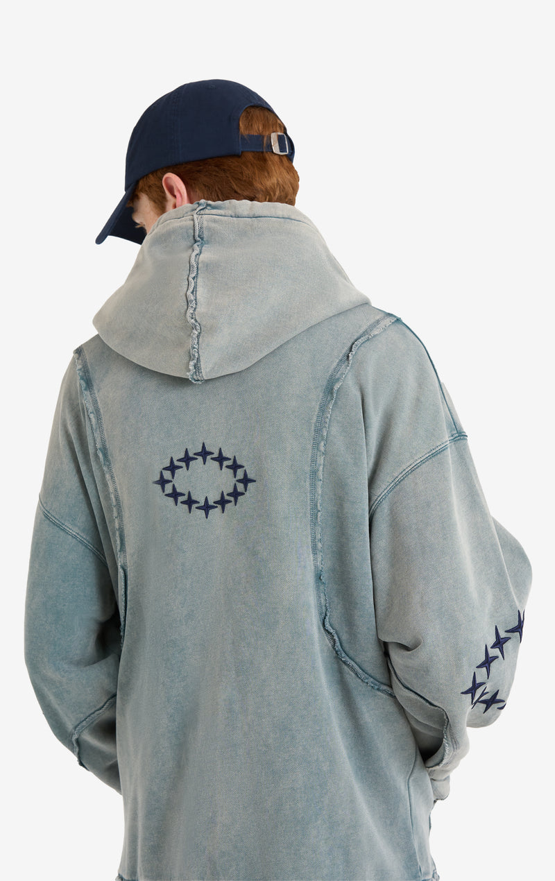 ETUDES STUDIO ZIP HOODY RAW EDGES PALE BLUE 5
