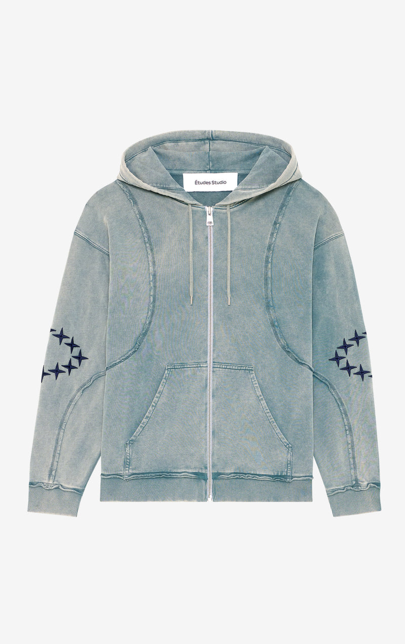 ETUDES STUDIO ZIP HOODY RAW EDGES PALE BLUE 1