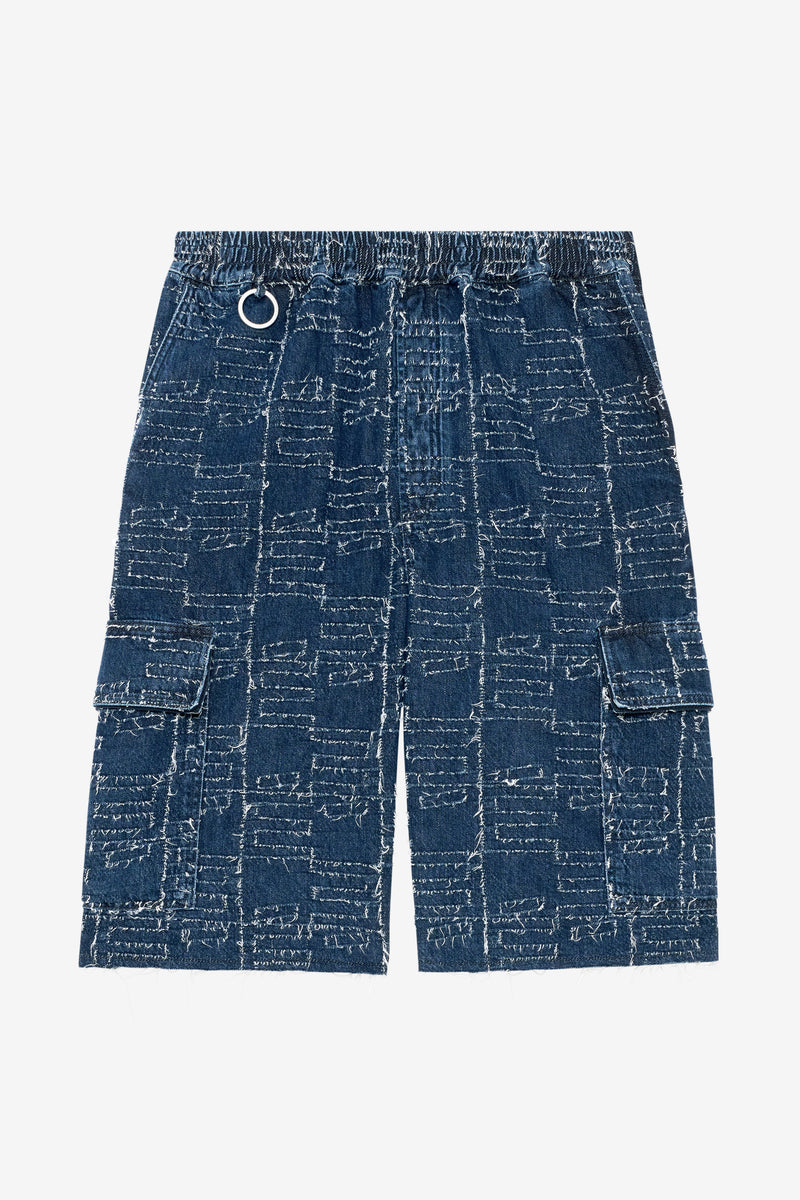 LOOSE JACQUARD SHORT BLUE 1