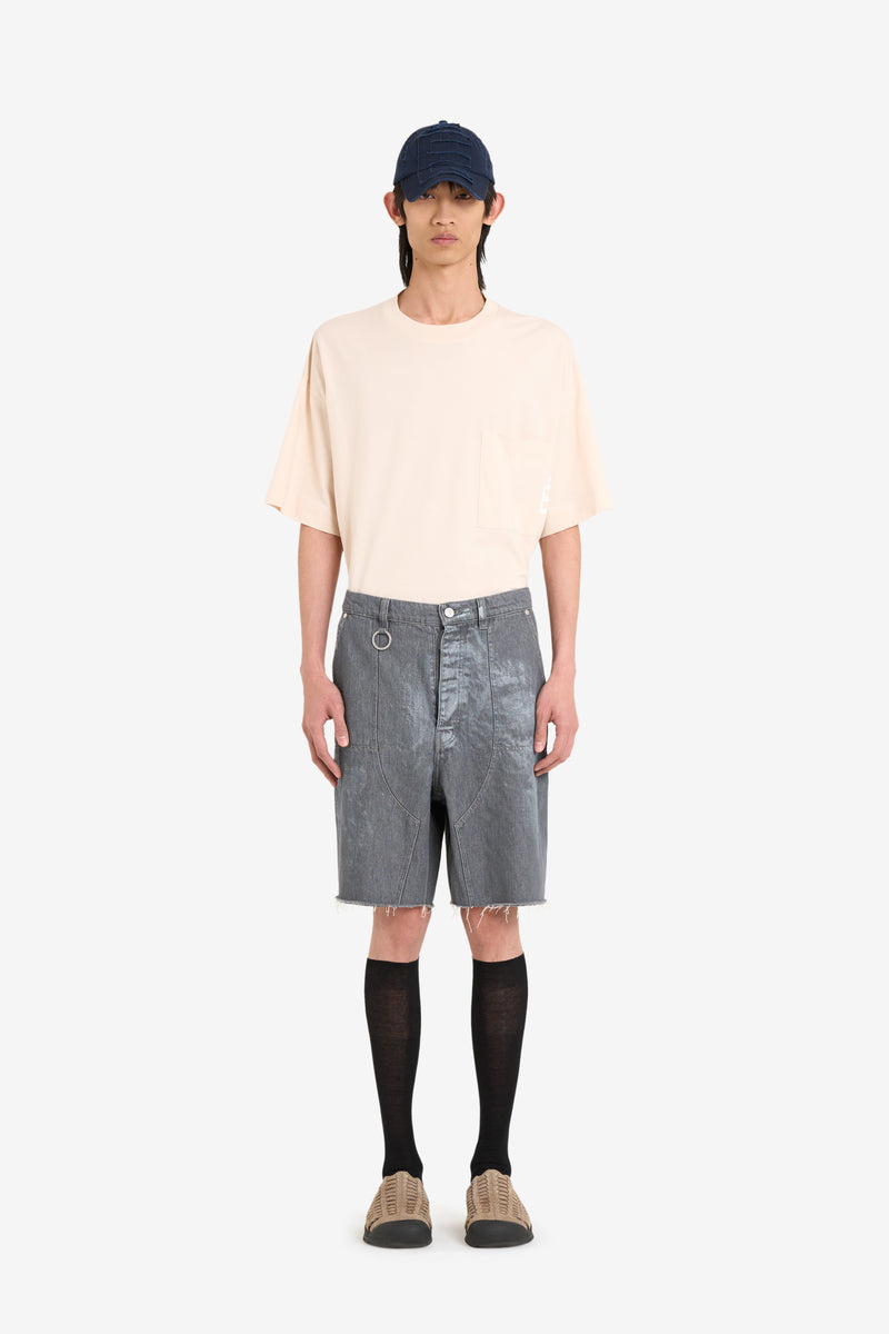LOOSE JEANS SHORTS PAINT GREY 4