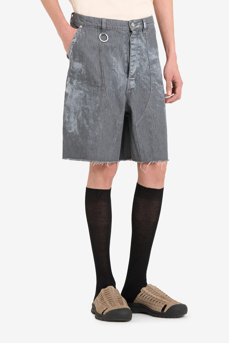 LOOSE JEANS SHORTS PAINT GREY 2