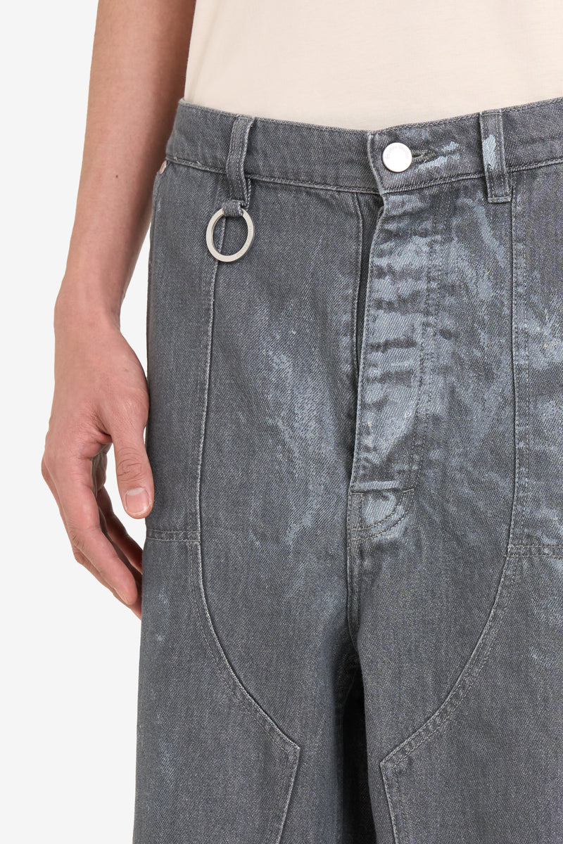 LOOSE JEANS SHORTS PAINT GREY 3
