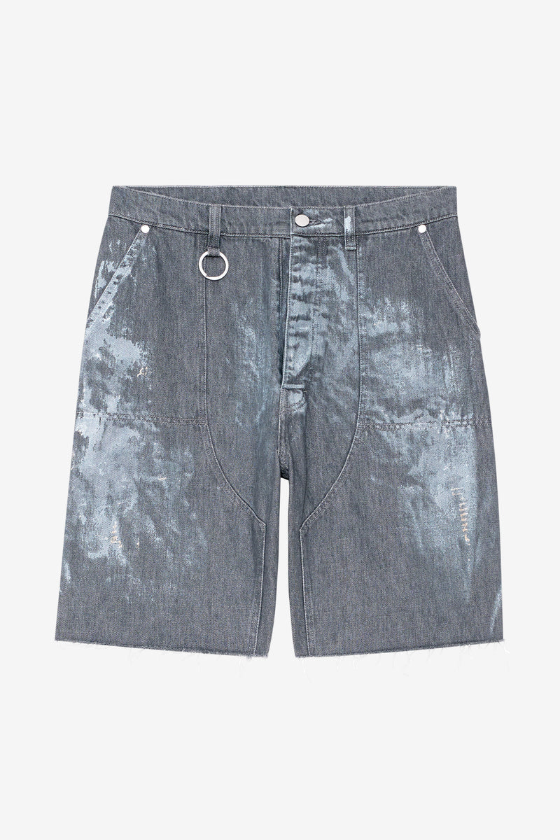 LOOSE JEANS SHORTS PAINT GREY 1