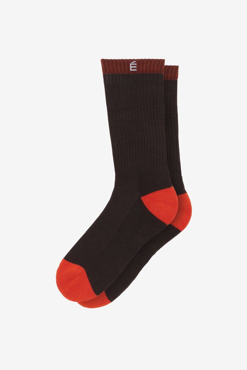 RIB SOCKS BLOCK DK BROWN 1