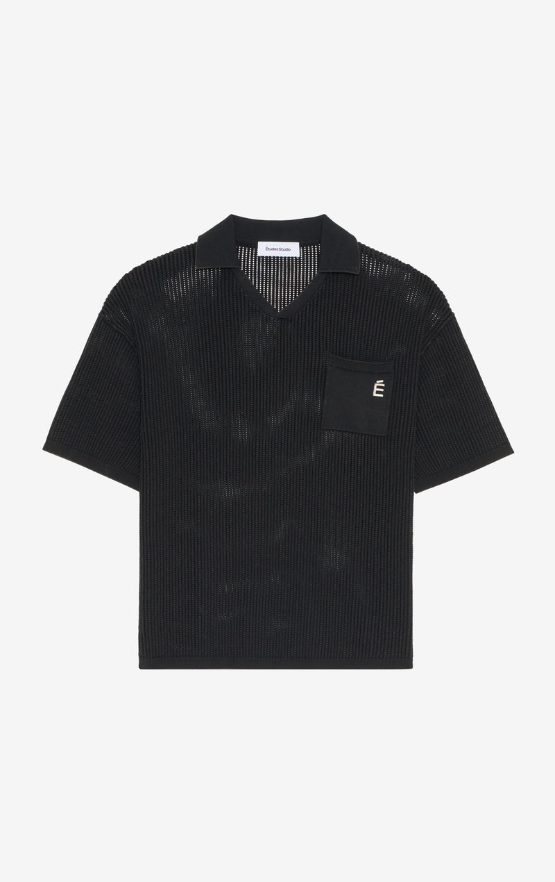KNIT POLO SL WASH T1 / BLACK