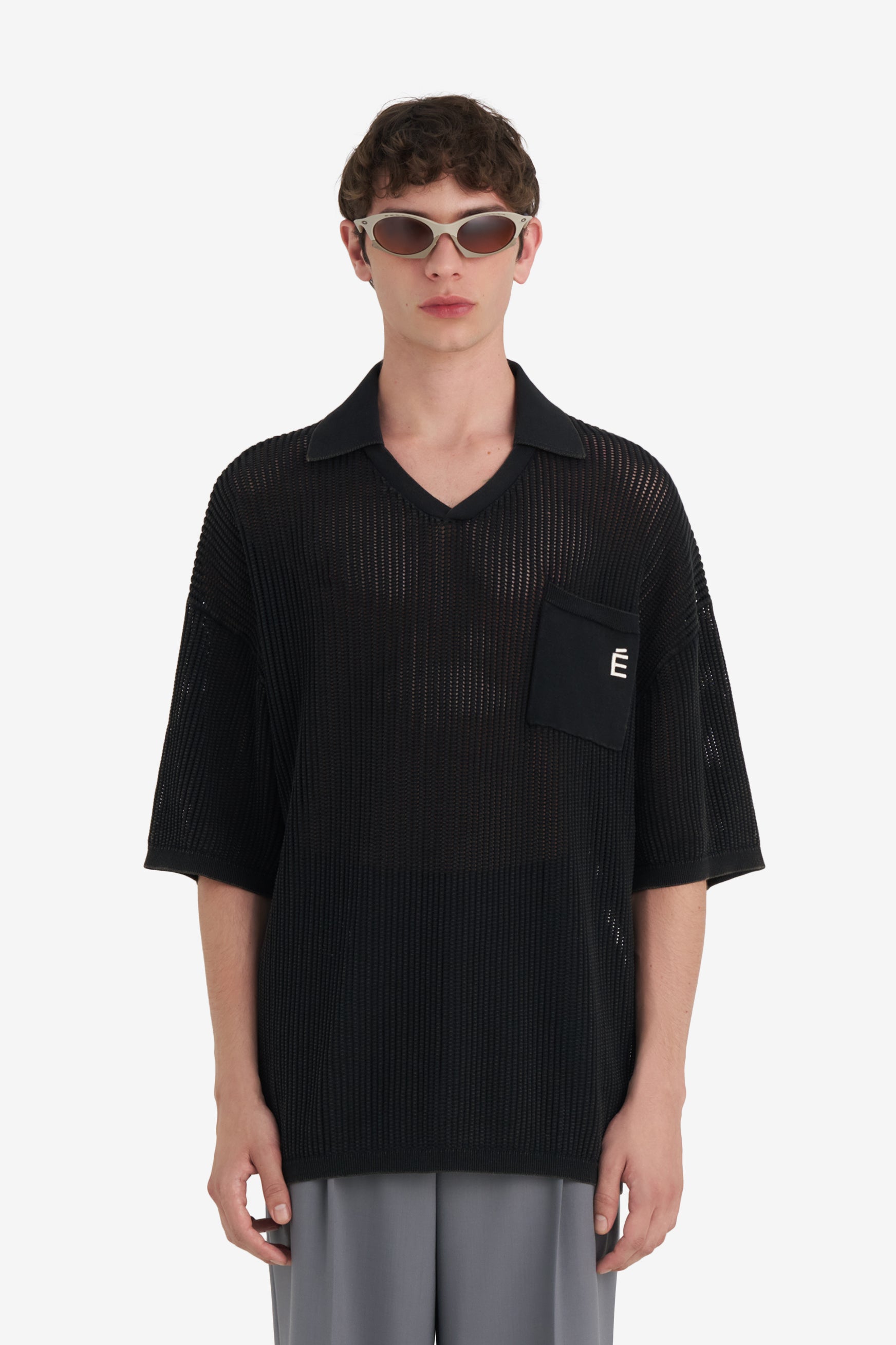 KNIT POLO SLEEVELESS WASH BLACK | Études Studio
