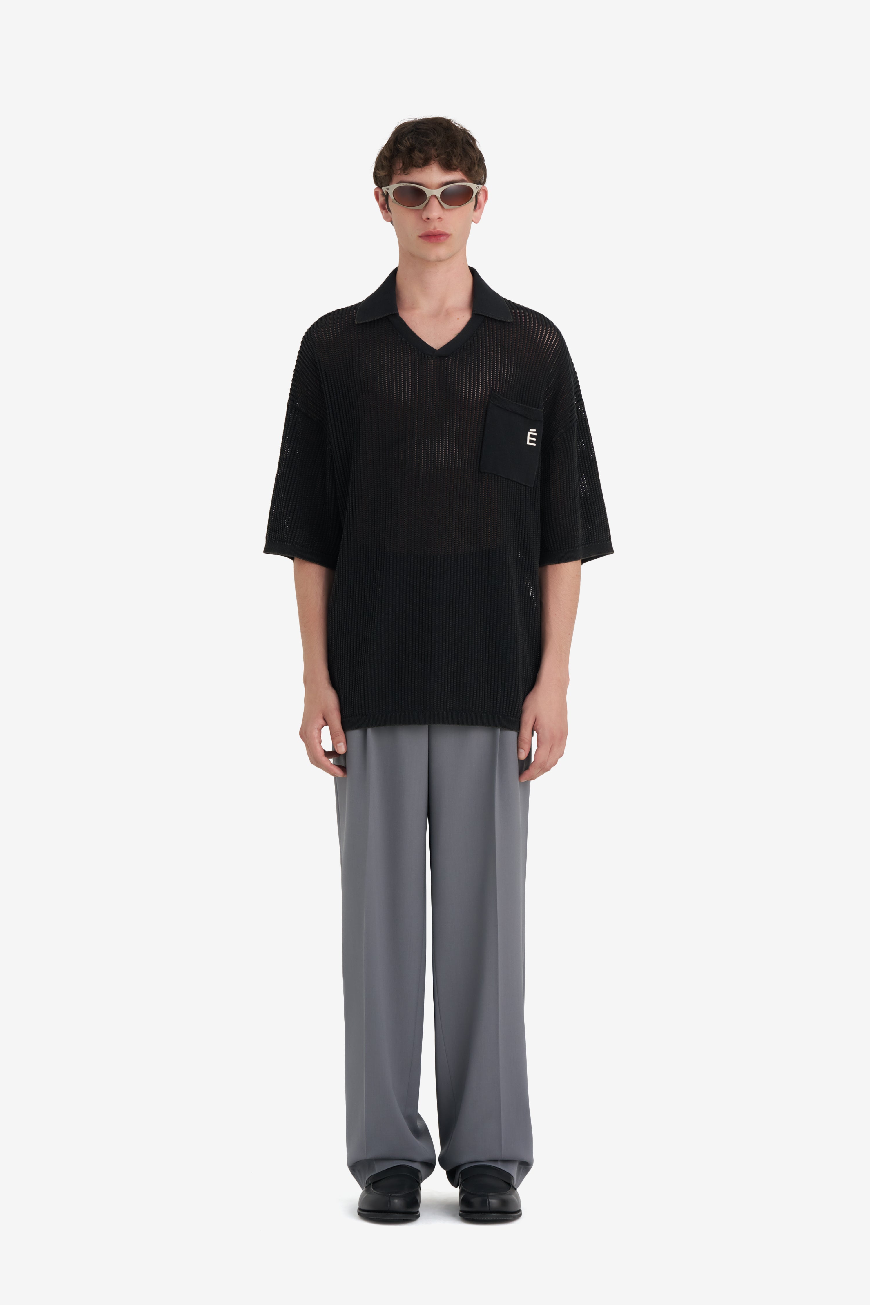 KNIT POLO SLEEVELESS WASH BLACK | Études Studio