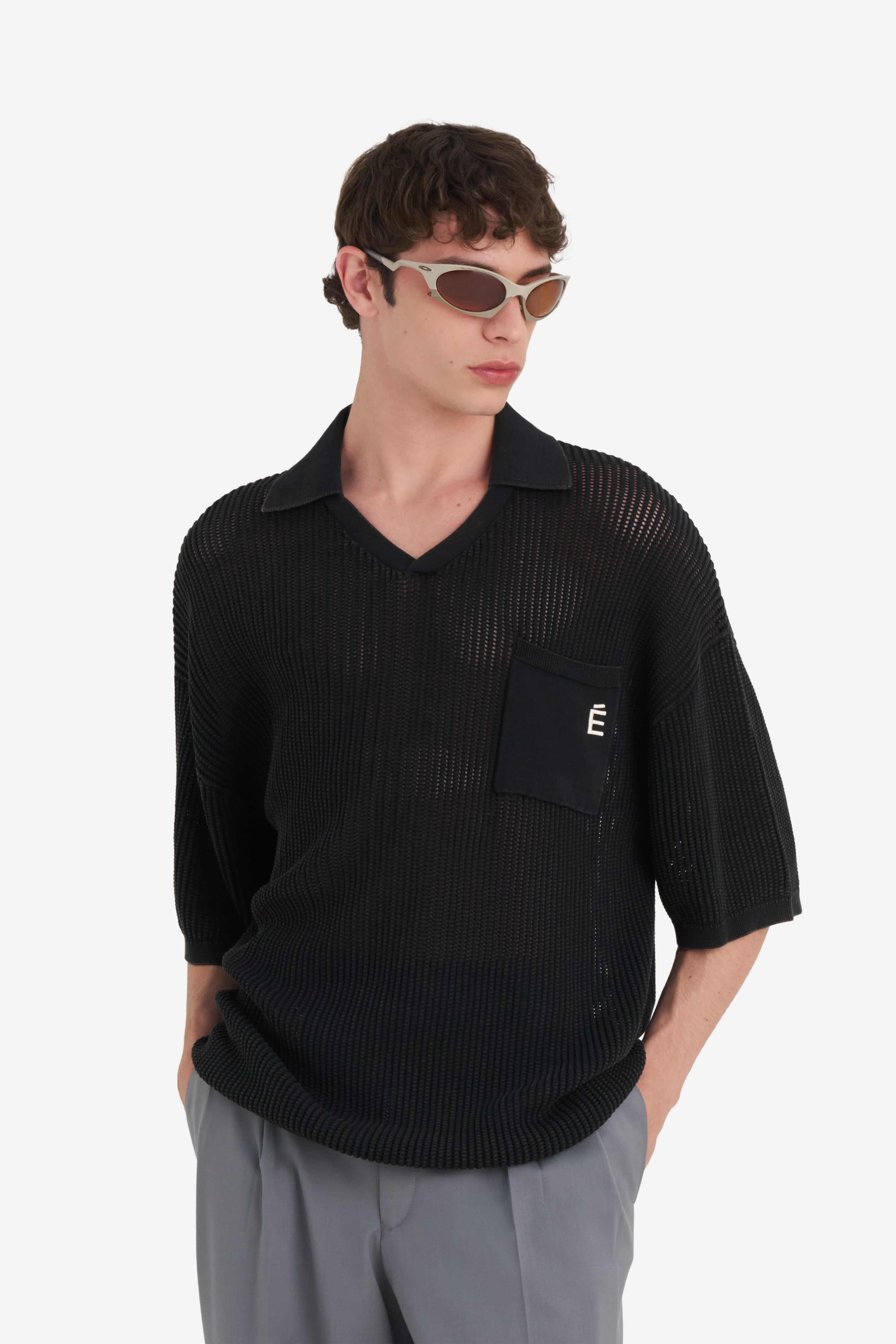 KNIT POLO SLEEVELESS WASH BLACK | Études Studio