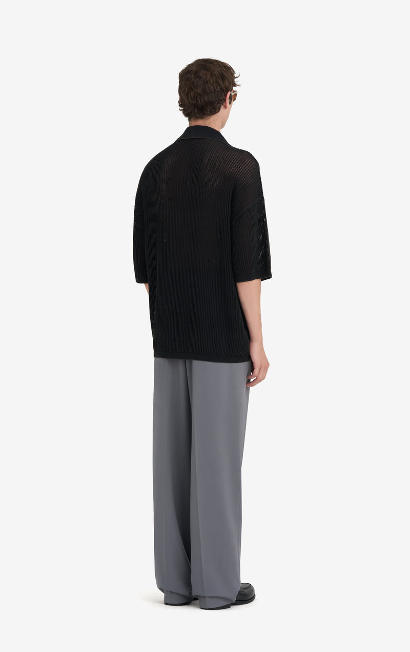 KNIT POLO SL WASH T1 / BLACK
