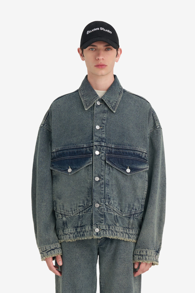 LOOSE DENIM JACKET ACID CREAM 2