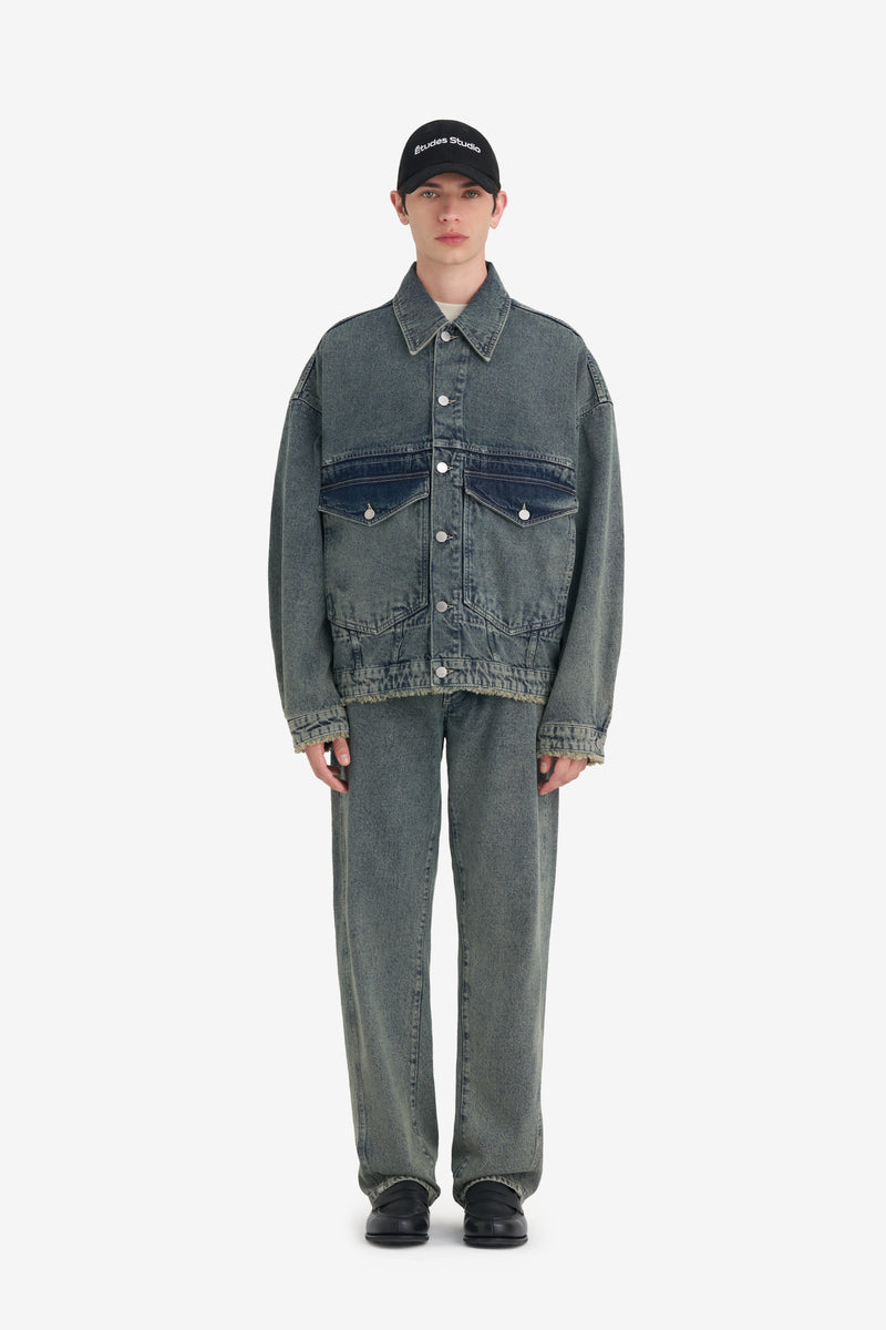 LOOSE DENIM JACKET ACID CREAM 7