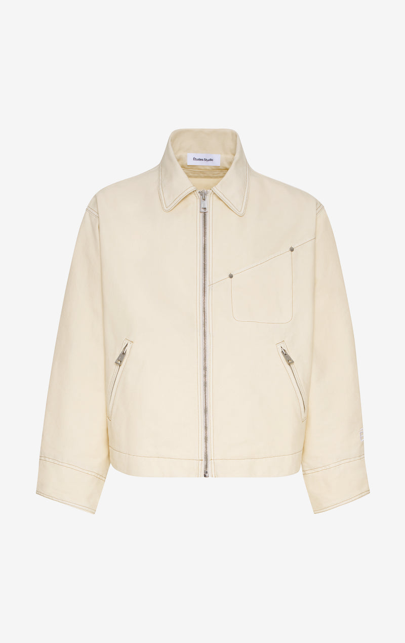 VESTE ZIPPÉE BOXY 42 / BLANC CASSÉ