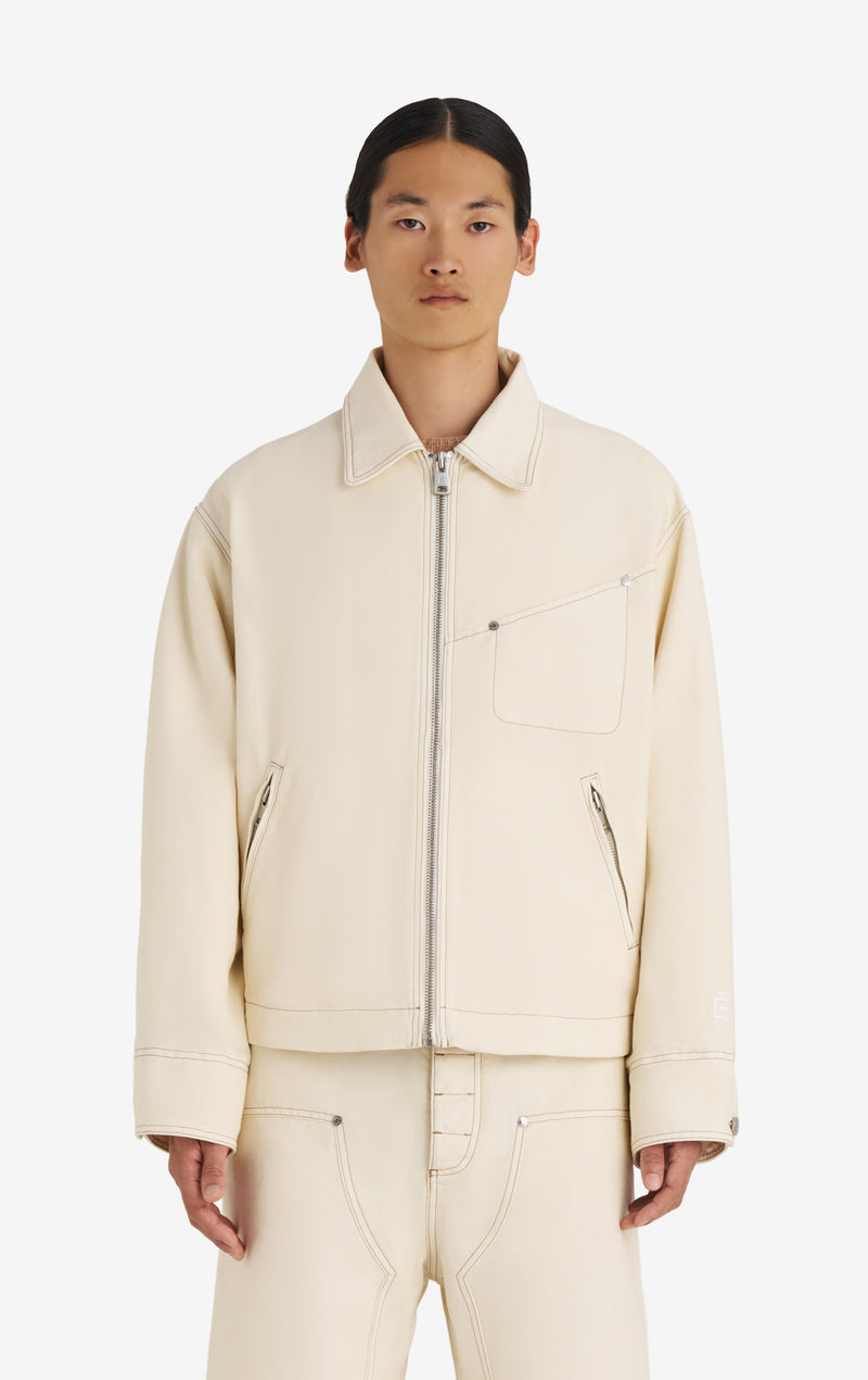 VESTE ZIPPÉE BOXY 42 / BLANC CASSÉ