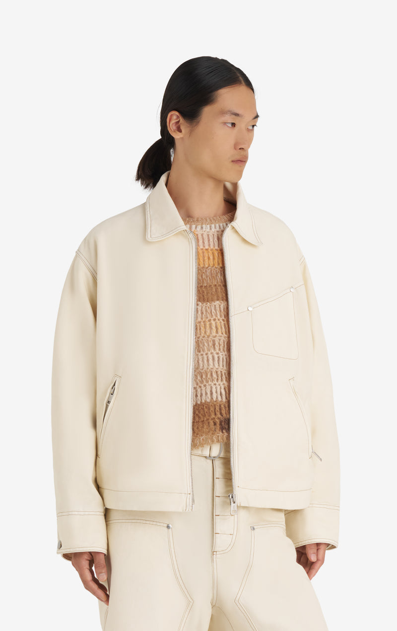 VESTE ZIPPÉE BOXY 42 / BLANC CASSÉ
